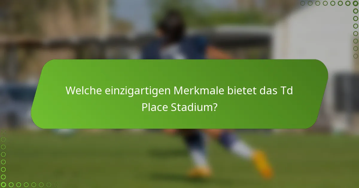 Welche einzigartigen Merkmale bietet das Td Place Stadium?