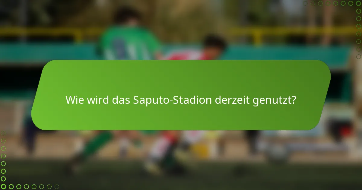Wie wird das Saputo-Stadion derzeit genutzt?