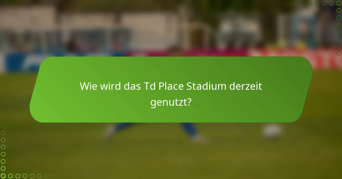 Wie wird das Td Place Stadium derzeit genutzt?