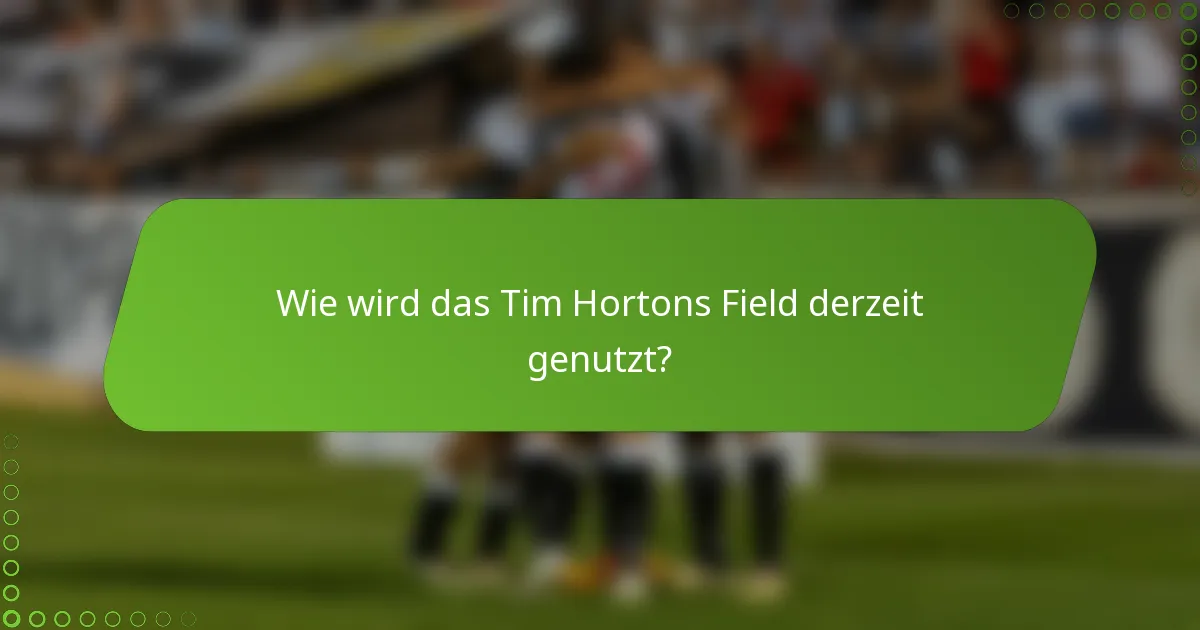 Wie wird das Tim Hortons Field derzeit genutzt?