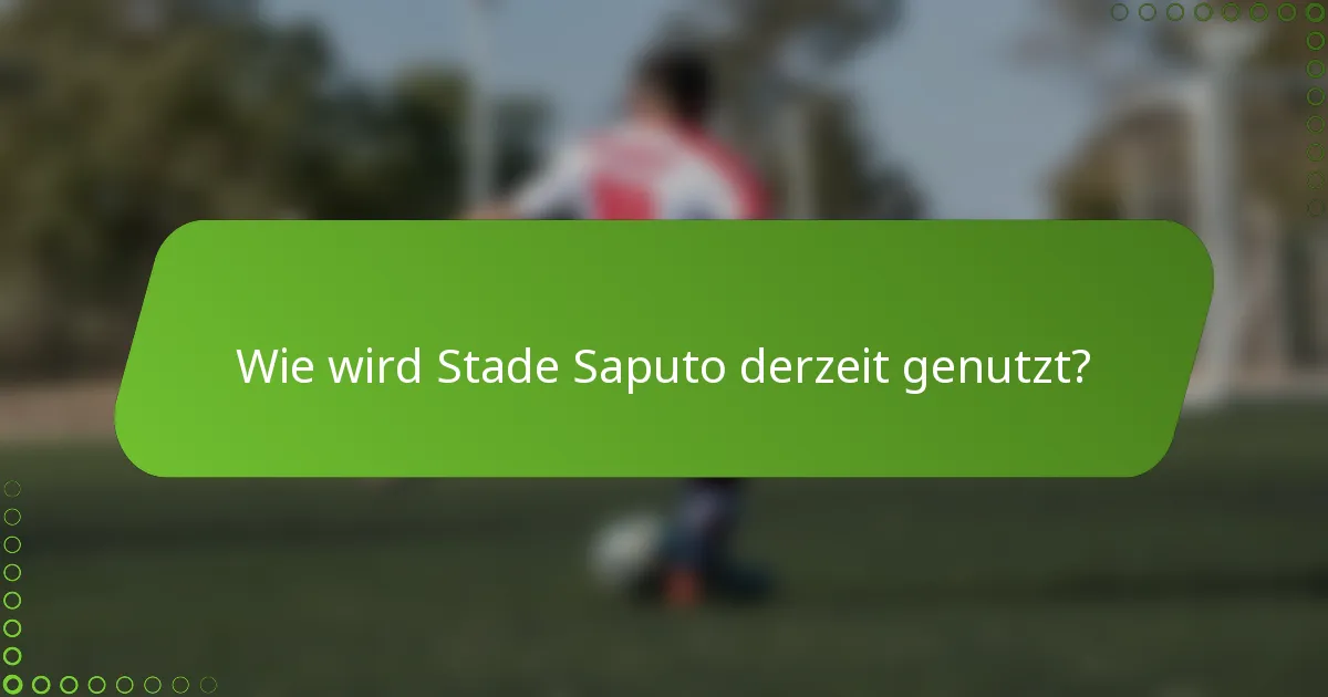 Wie wird Stade Saputo derzeit genutzt?